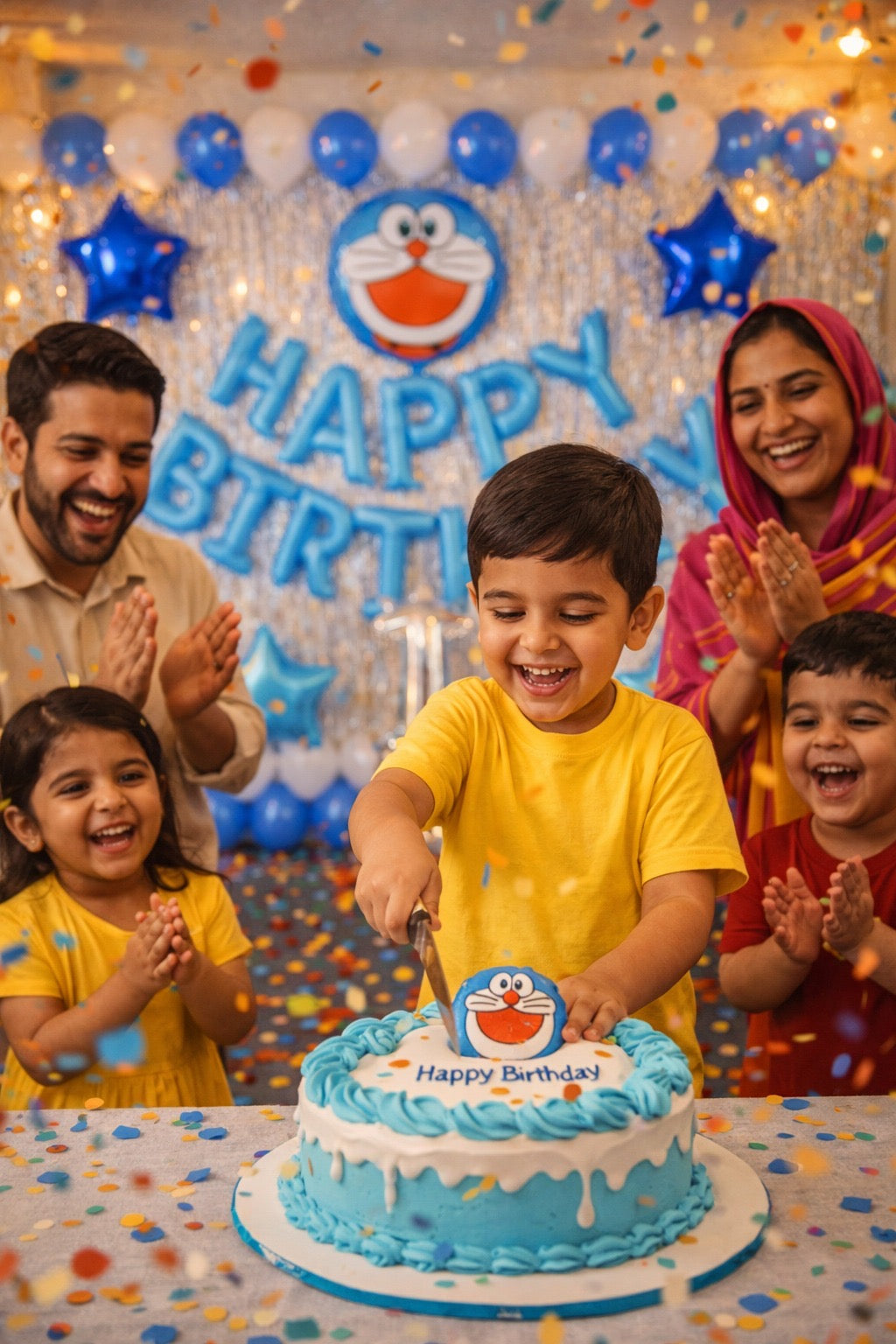 Happy Birthday Decoration Doraemon Theme Set | Blue and White