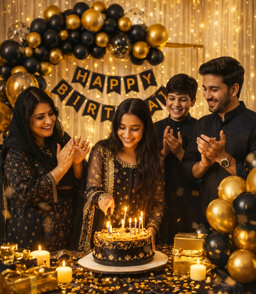 Happy Birthday Decoration Theme Set | Black and Golden