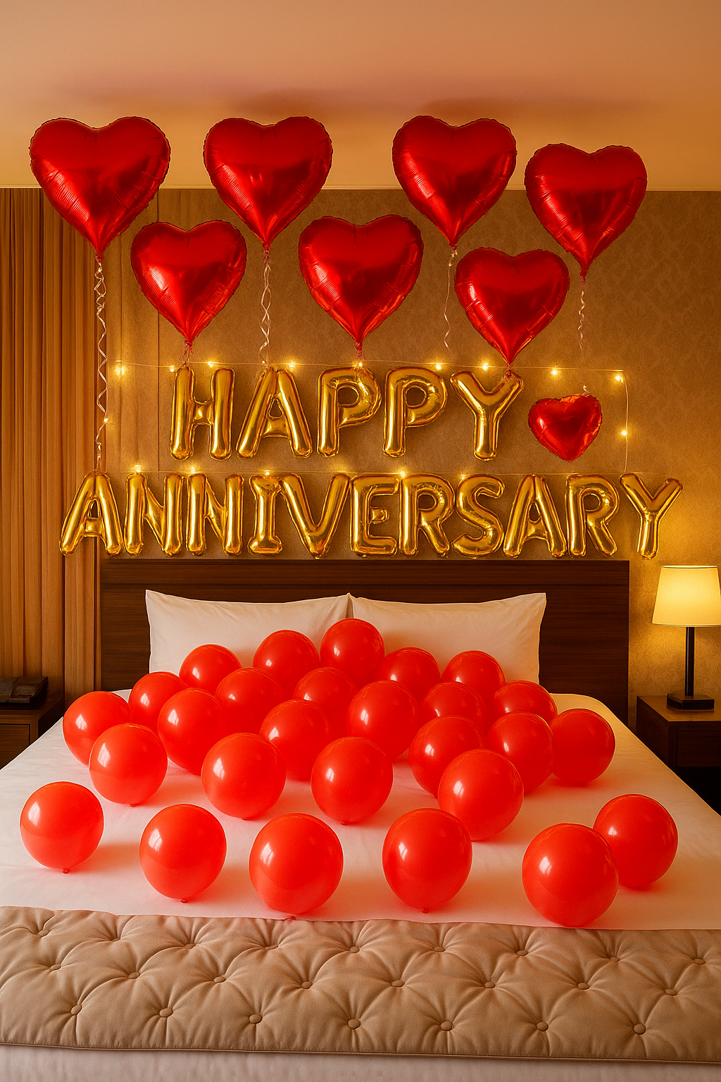Happy Anniversary Decoration Theme Setup for Romantic Room Decoration