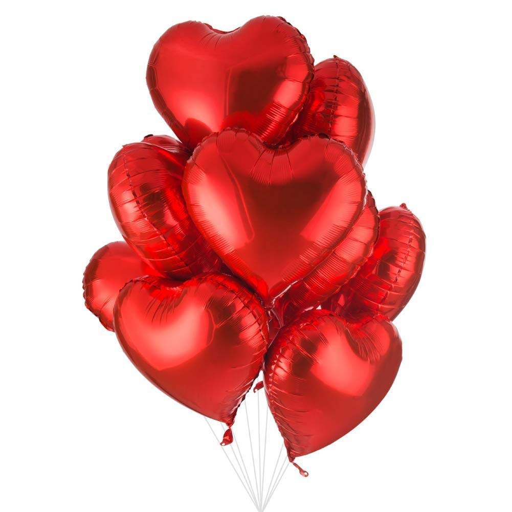 ❤️ 12 Pcs Red Heart Shaped Foil Balloons for Romantic Decoration ❤️