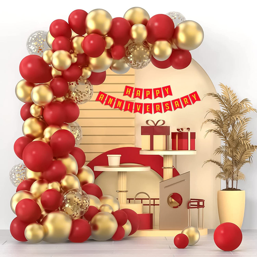 Happy Anniversary Decoration Theme Set | Red and Golden