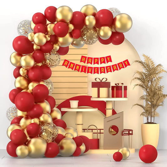 Happy Anniversary Decoration Theme Set | Red and Golden