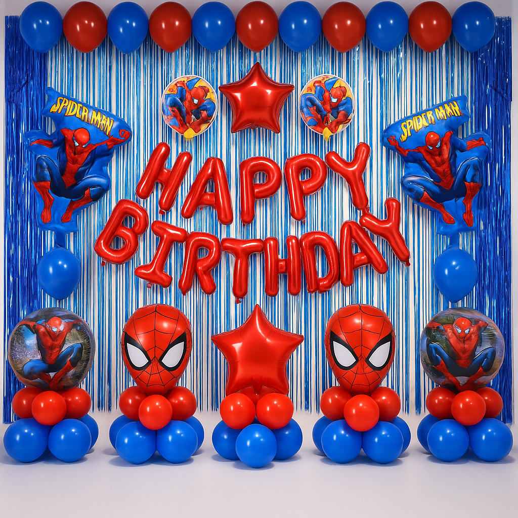 Happy Birthday Decoration Spider-Man Theme Set | Red and Blue