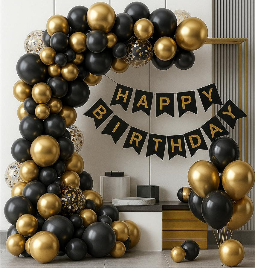 Happy Birthday Decoration Theme Set | Black and Golden