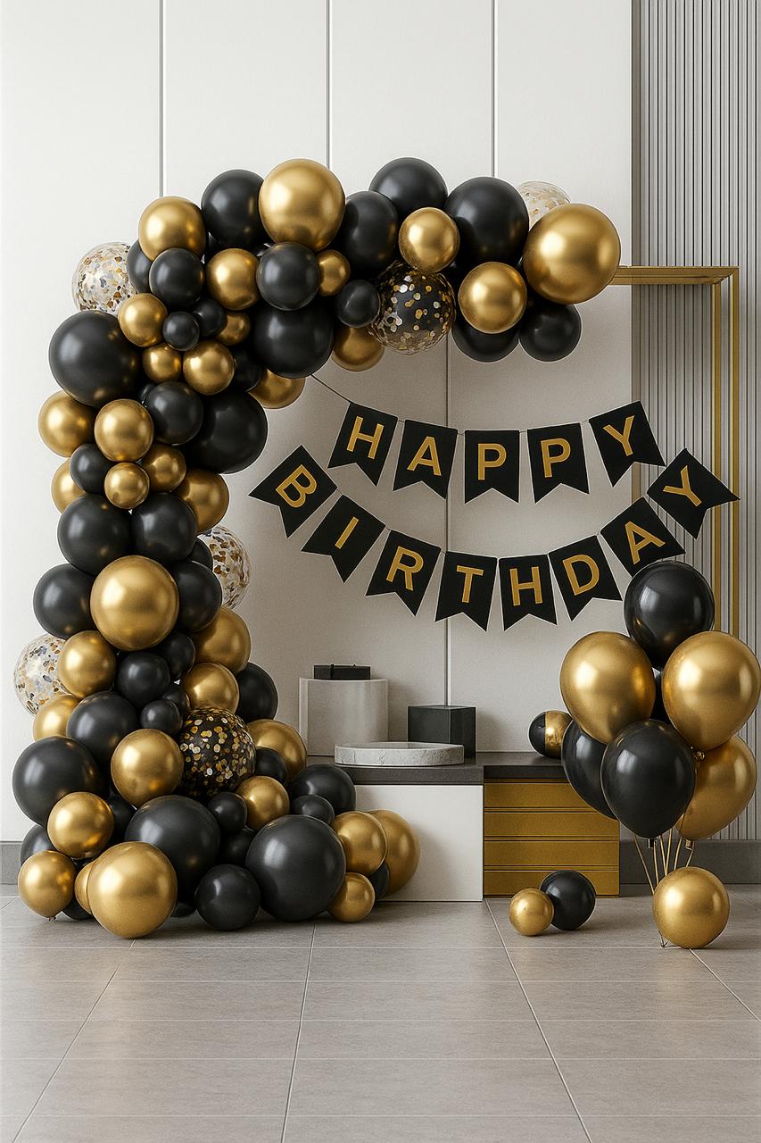 Happy Birthday Decoration Theme Set | Black and Golden