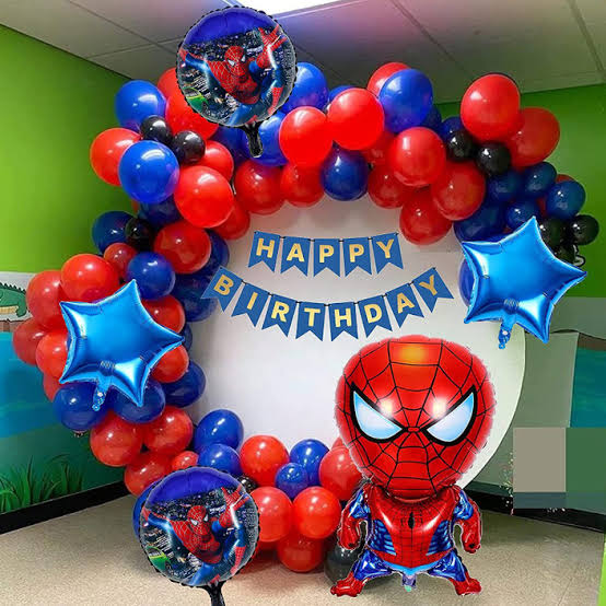 Happy Birthday Decoration Spider-Man Theme Set | Red, Black and Blue