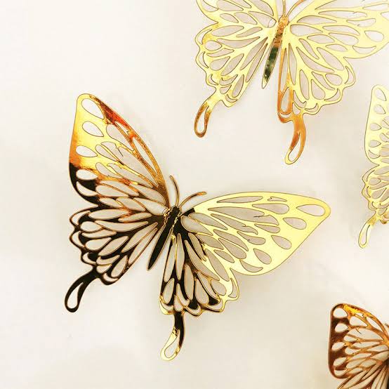 12 Pcs Mettalic 3D Butterflies For Wall Decoration | Golden
