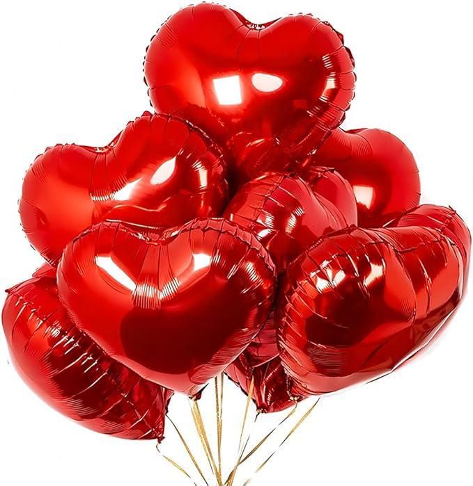 ❤️ 12 Pcs Red Heart Shaped Foil Balloons for Romantic Decoration ❤️