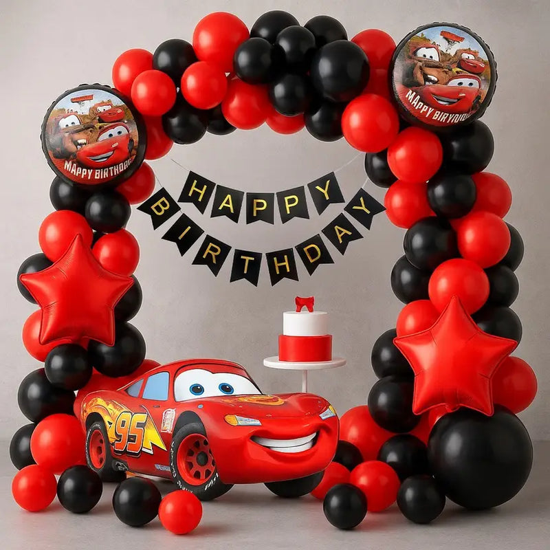 McQueen Car Happy Birthday Decoration Theme Set | Black and Red