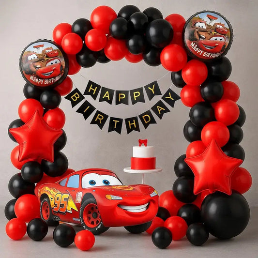 McQueen Car Happy Birthday Decoration Theme Set | Black and Red